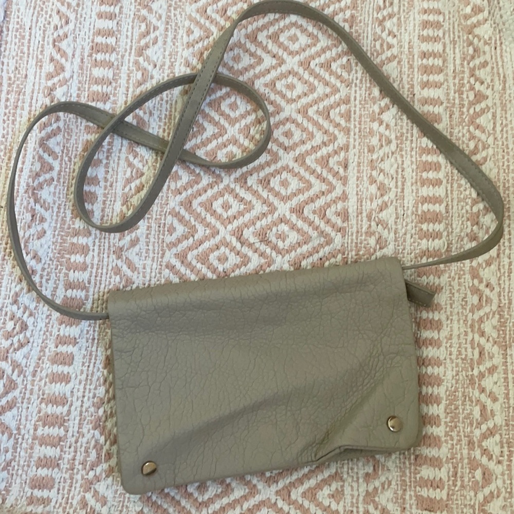 Grey clutch mini bag, vegan leather